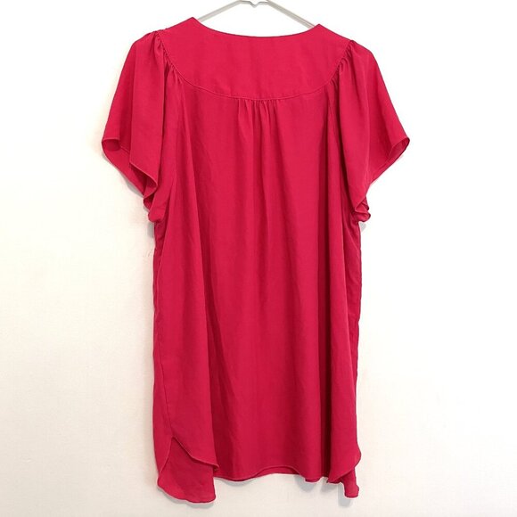 MARKET & SPRUCE STITCH FIX Plus Size Cleve Flutter Sleeve Blouse Raspberry Pink - Picture 12 of 16